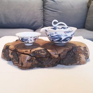 Chinese bone china dragon tea pot 4 cups set